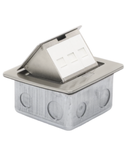 TH-MC-PD-THORSMAN-Mini Caja de Piso Rectangular para Datos y Conectores Tipo Keystone, Color y Material en Acero Inoxidable (3 Puertos) (11000-21202)