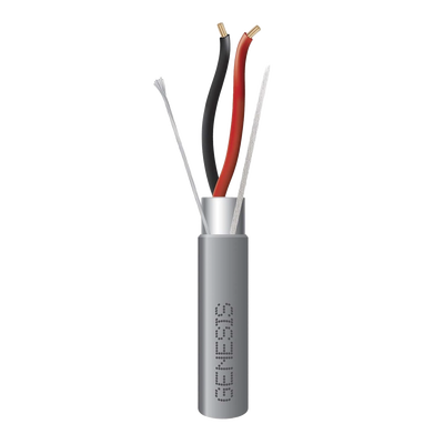 2214-1109/1000-GENESIS-Bobina de 305 Metros / Cable 2 x 18 AWG / Color Gris / Blindado / Riser / Aplicaciones de Audio Control de Acceso y Automatización