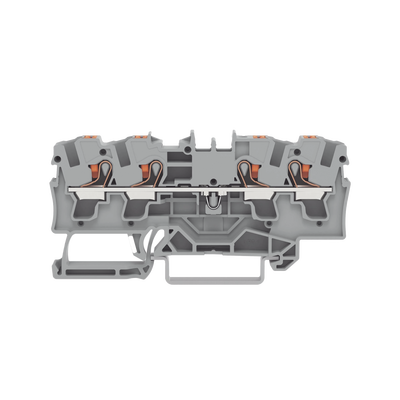 2204-1401-WAGO-Borna de paso para 4 conductores; con tecla; 4 mm²; con orificio de prueba; Marcaje lateral y central; para carril DIN 35 x 15 y 35 x 7,5; Push-in CAGE CLAMP®; 4,00 mm²; gris